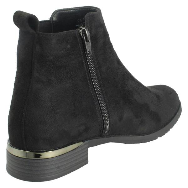Spot On Ladies Spot On Low Heel Wide Fit Elastic Gussest Zip Ankle Boots F51195