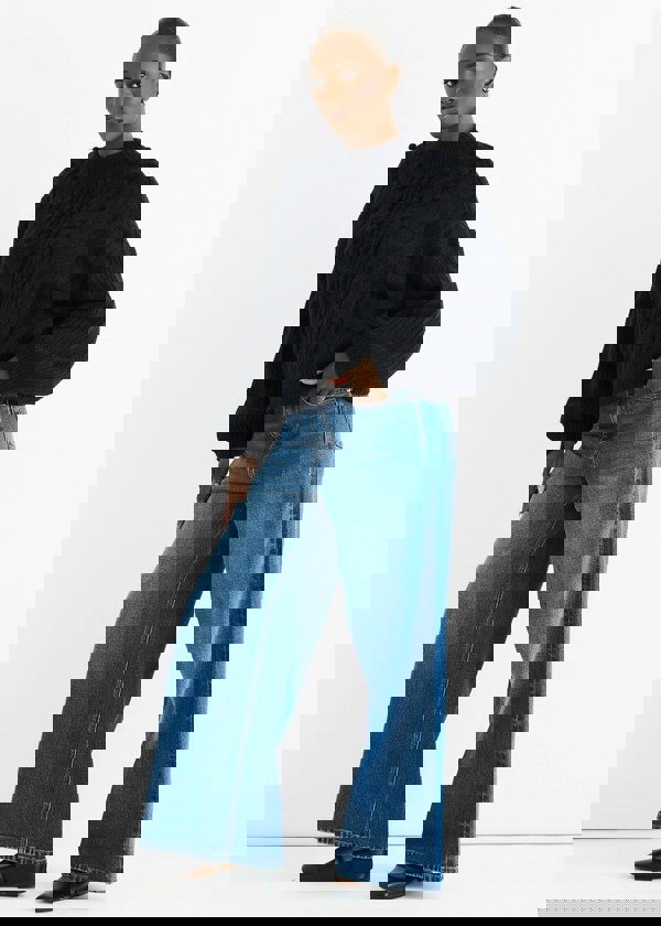 Gini London Black Chunky Knit Oversized Jumper