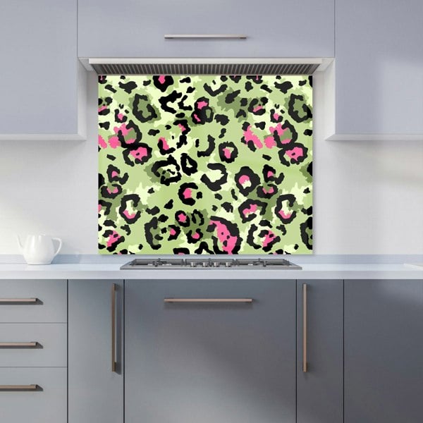 Warren Reed - Designer Green And Pink Leopard Print Kitchen Splashback