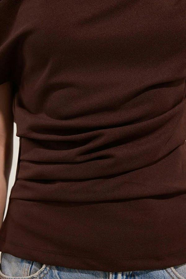 WOVCOR Draped One Shoulder Blouse