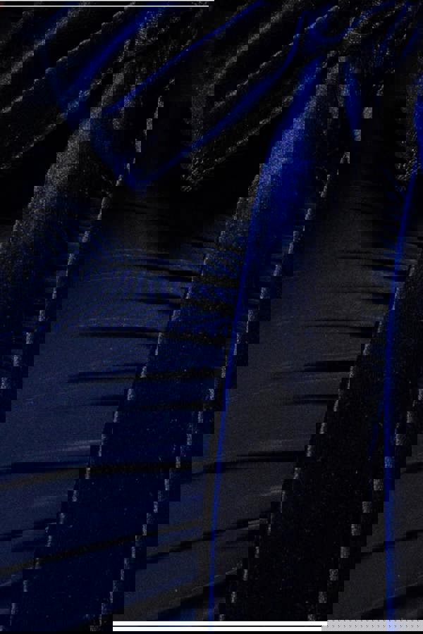 Open Back Cowl Neck Gathered Maxi Dress With Velvet Tie Back - Navy Blue DR4856