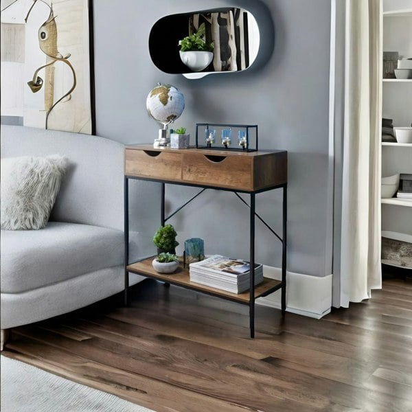 Modcraft Console Table with 2 Drawers and Wooden Shelf