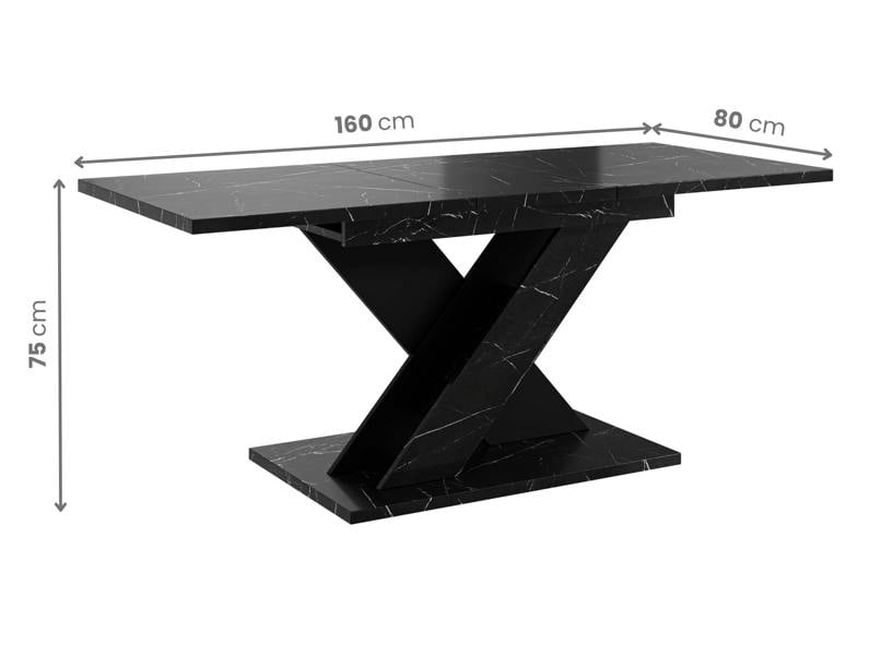 PHD Furniture TOXX Extendable Dining Table 120–160cm – Black Royal Marble Effect
