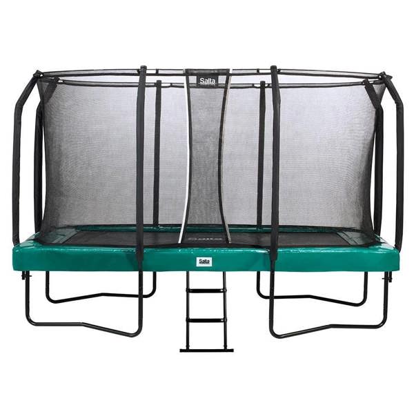 14ft x 8ft Salta Green Rectangular First Class Trampoline with Enclosure (5376G)