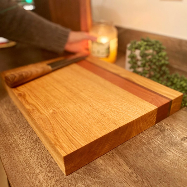 Giraffes & Craftz French Oak Chopping Board with Sapele & Walnut Inlays