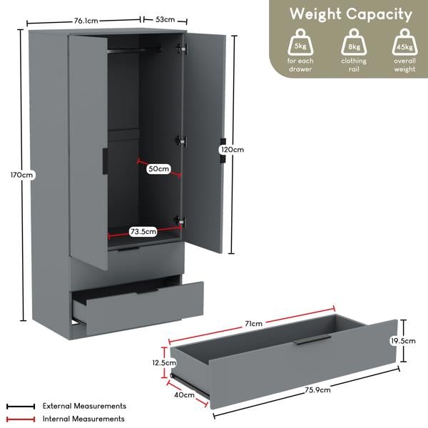 Vida Designs Trega 2 Door 2 Drawer Wardrobe