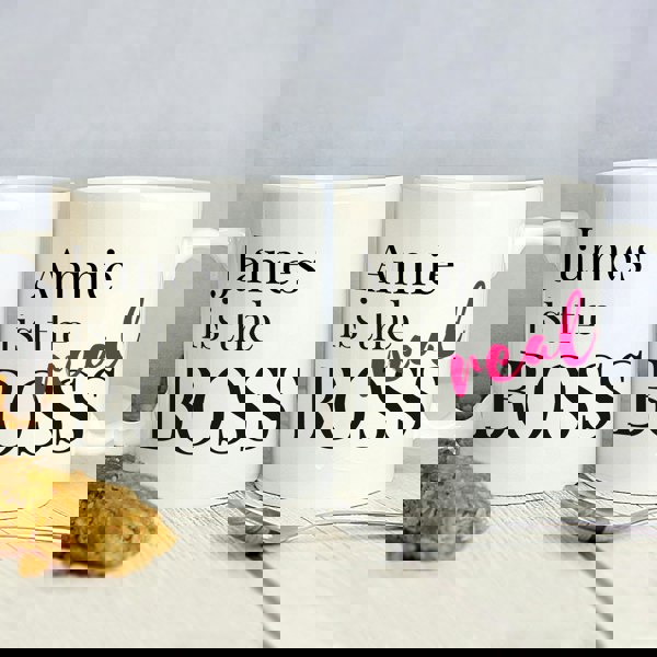 Personalised Memento Company Personalised The Real Boss Mug Set