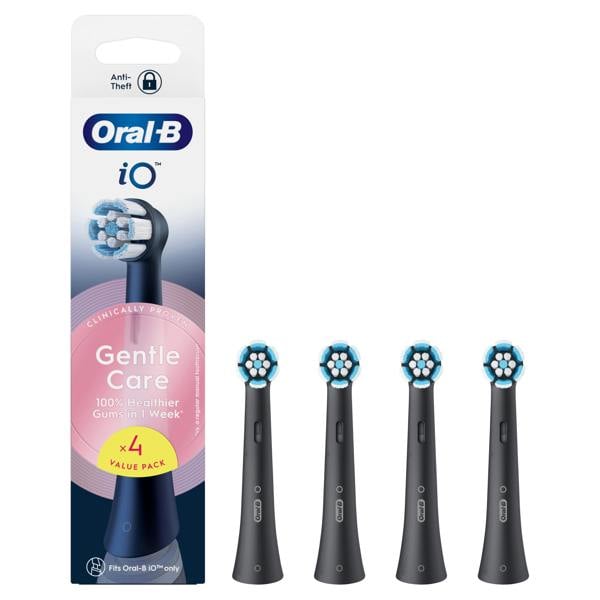 Oral-B iO Series Gentle Care Black, Original Brush Heads, for Sensitive Gums, 4