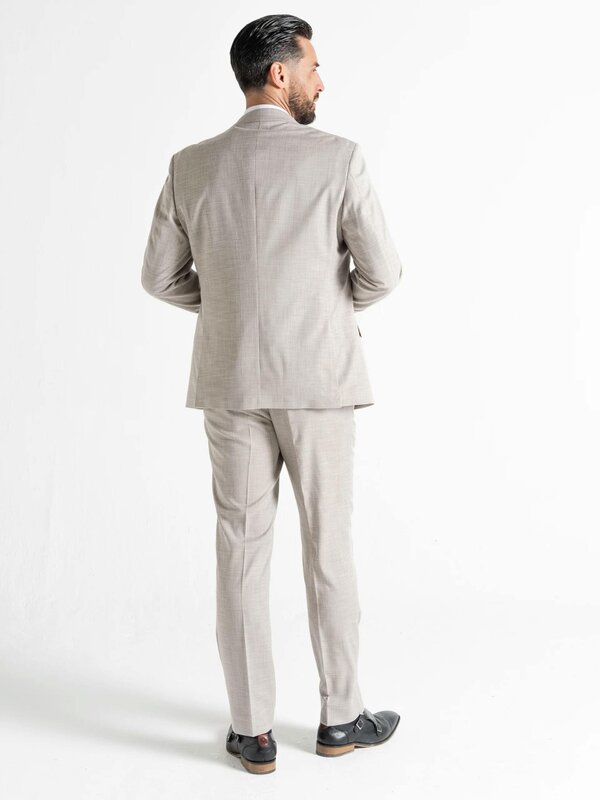 V2 Classic Kensignton Three Piece Suit - Cream with Light Brown Checks