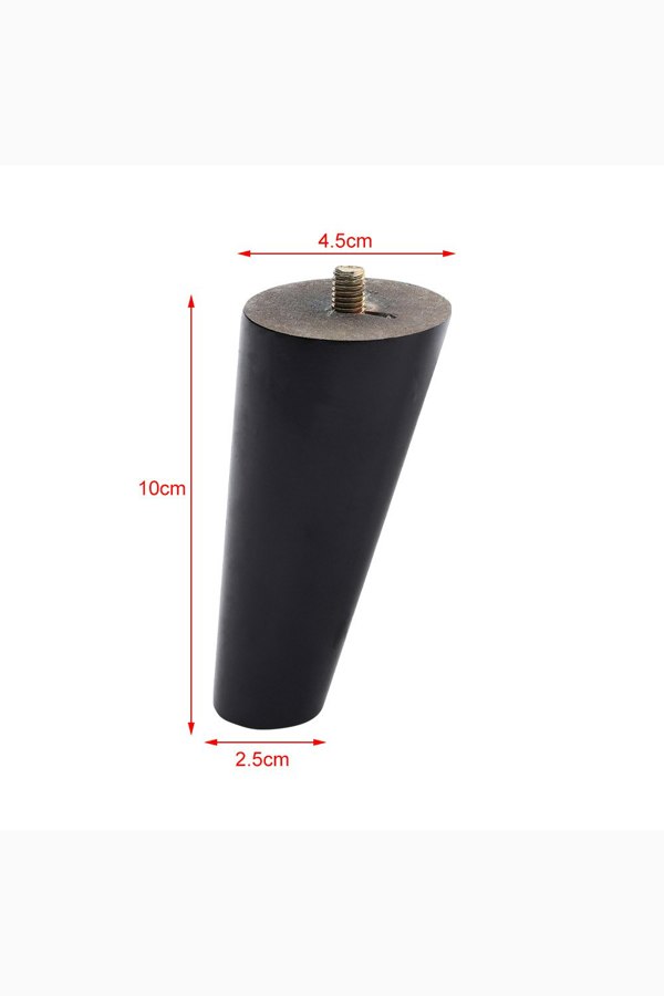 Living and Home 4Pcs 10cm H Black Round 10° Tilted Oak Furniture Replacement Legs with Flat Corner Galvanized Fixed Iron Plates