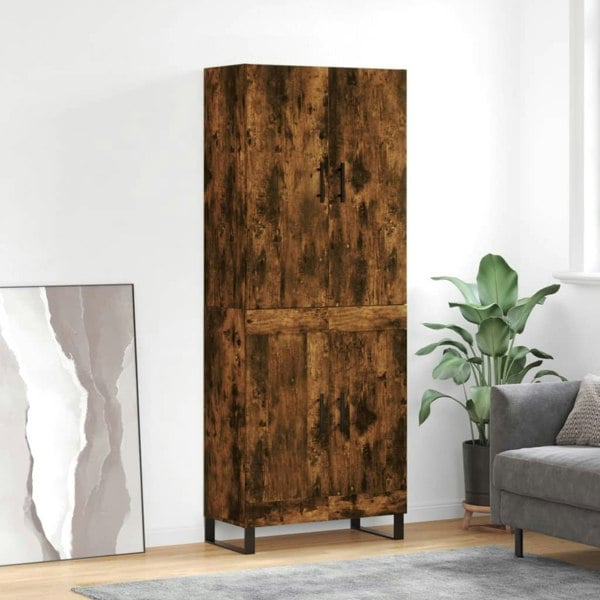 Berkfield Highboard Smoked Oak 69.5x34x180 cm Engineered Wood