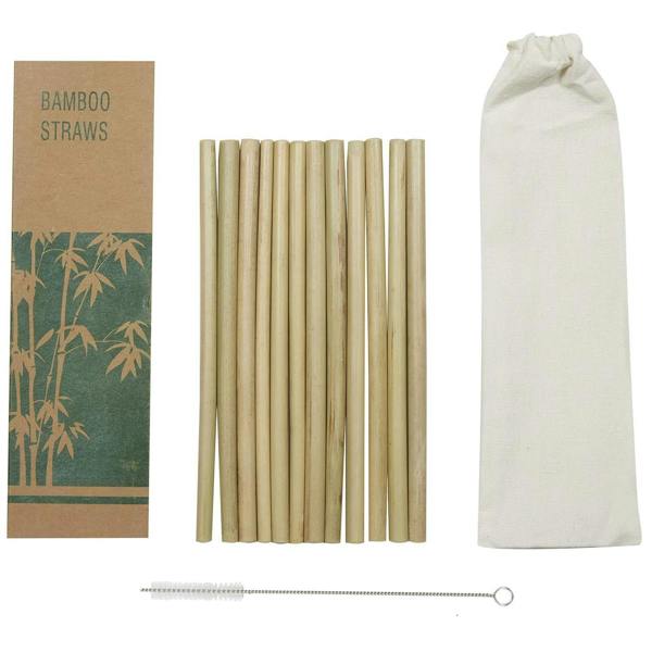 Top 3 Bamboo Drinking Straws Pack of 12 with Cleaning Brush and Bag