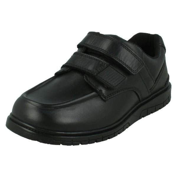 Spot On Boys Double Strap Black Leather School Shoes N1152