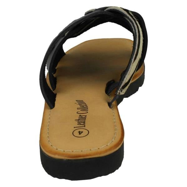 Leather Collection Ladies Leather Collection Zebra Print Mules F00351