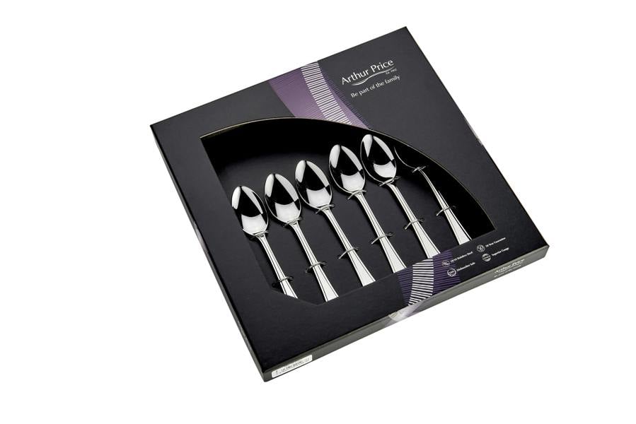 Arthur Price Everyday 'Grecian' Stainless Steel Gift Boxed Cutlery Set of 6 Tea Spoons