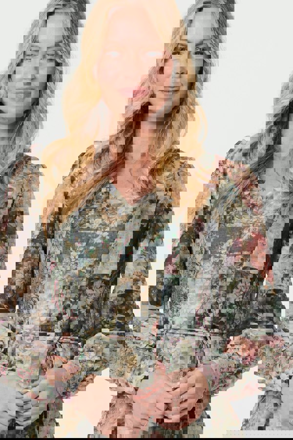 Olive | Patchwork Print Tie Waist Midi Dress
