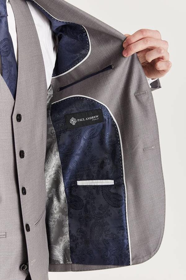 Infinity Leather Men’s Grey Tailored Suit Blazer Formal Jacket