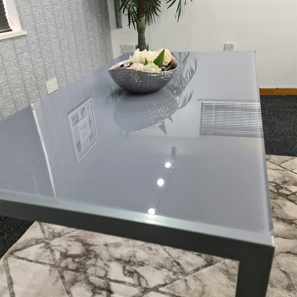 Kosy Koala Dining Table Grey Glass Kitchen Place for 6 Seats, Dining Table Only (Grey H 75 x L 134 x W 70 cm)