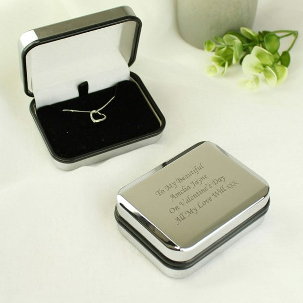 Personalised Memento Company Personalised Box With Sterling Silver Heart Necklace
