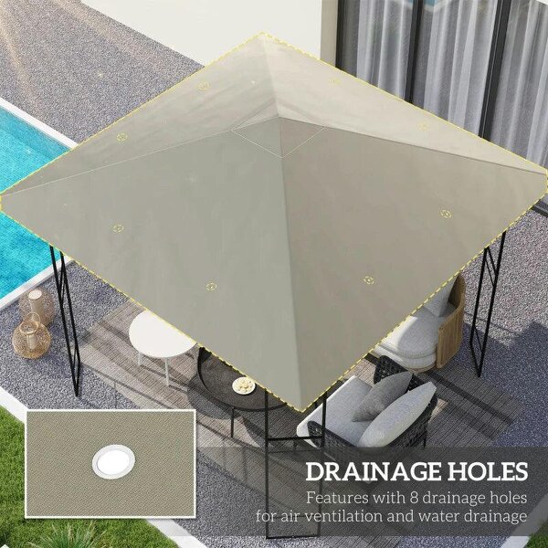 3 x 3(m) Gazebo Canopy Replacement, for 01-0867 - Light Grey