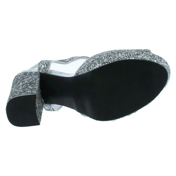 Spot On Ladies Spot On Glittery Platform Sandals