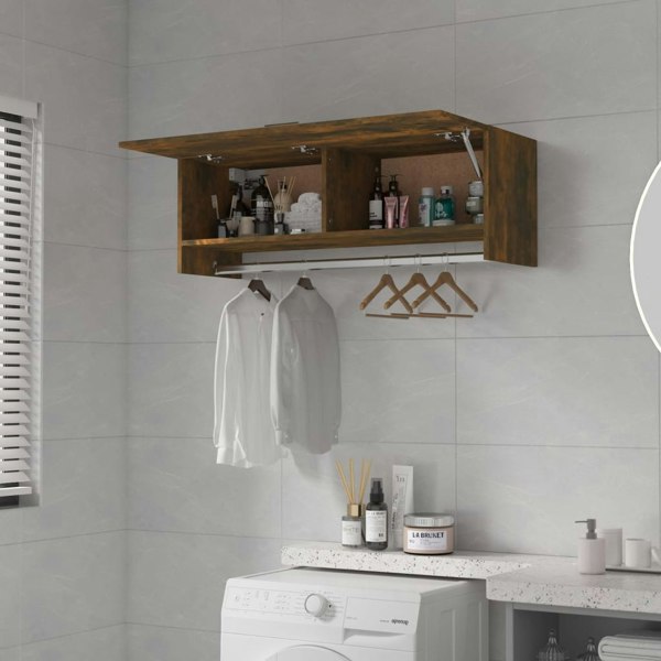 Berkfield Wardrobe Smoked Oak 100x32.5x35 cm Engineered Wood