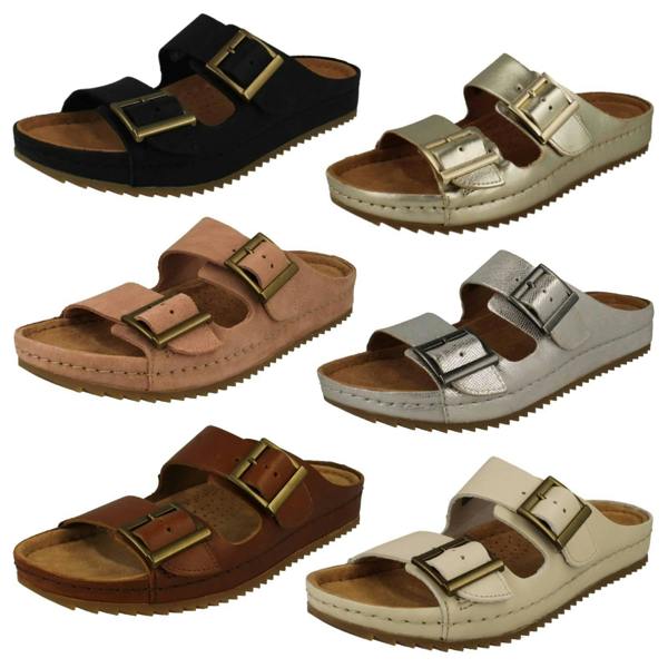 Clarks Ladies Clarks Adjustable Dual Strap Mule Sandals Brookleigh Sun