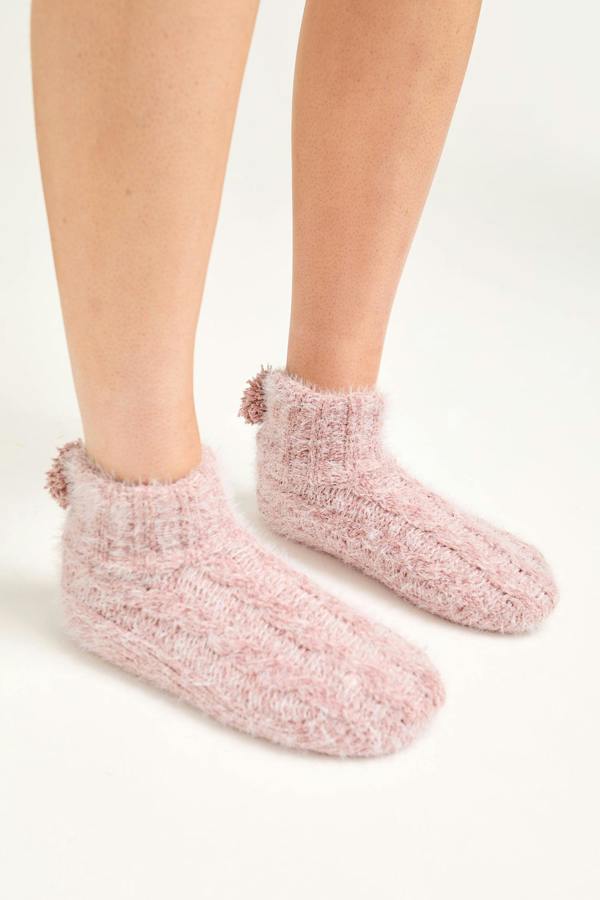 Slipper Sock Booties in Pink - Slippers