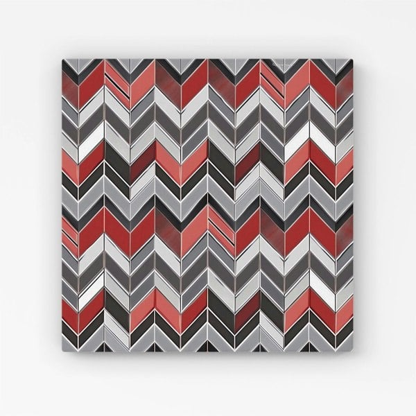 Warren Reed Red Grey Geometric Pattern Canvas