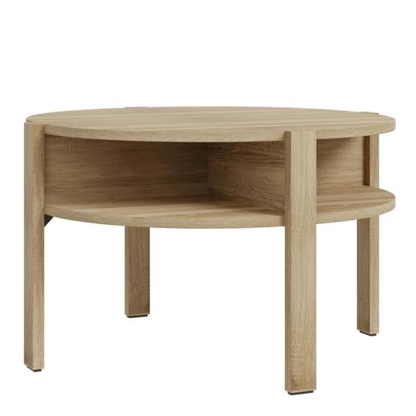 Furniture To Go Tobago Round Coffee Table with Open Shelf in Sonoma Oak