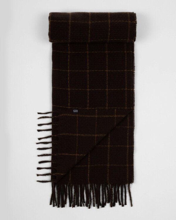 Steel & Jelly Apley – Brown with Rust Windowpane Check Oversized Scarf