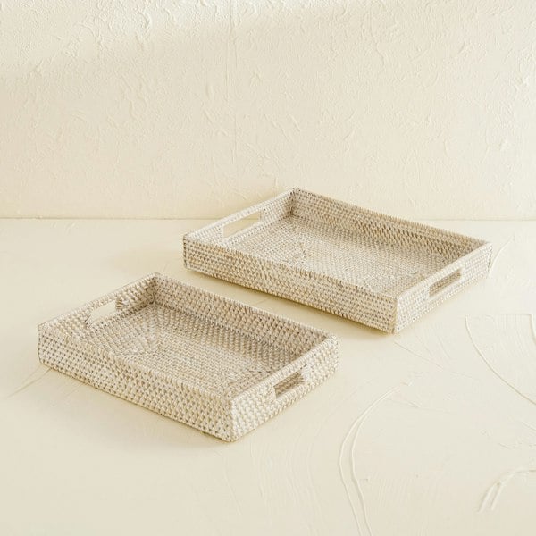 Coastal villa Homeware Rattan Rectangular Serving Tray