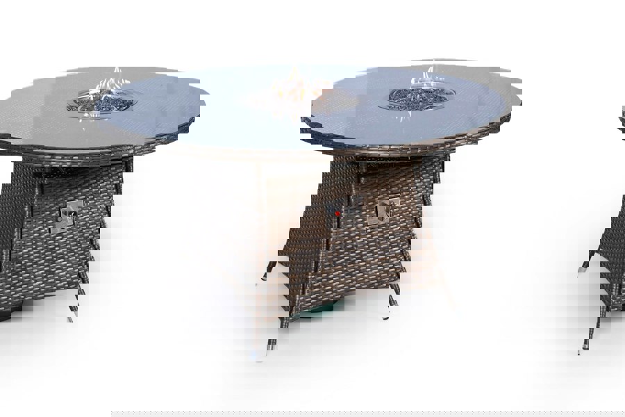 Giardino Arizona Fire Pit 6 Seater Round Rattan Dining Set