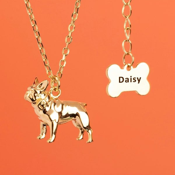 French Bulldog Gold Necklace - Personalised - MYLEE London