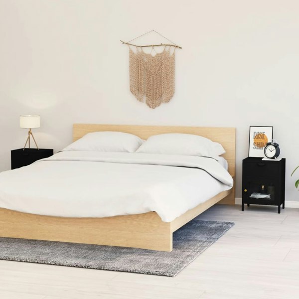 Berkfield Nightstands 2 pcs Black 40x30x54.5 cm Steel and Glass