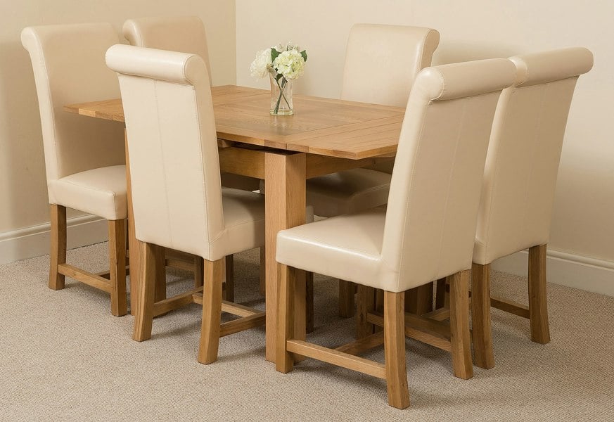 That's Furniture Richmond Small Extending Oak Dining Set with Washington Leather Chairs
