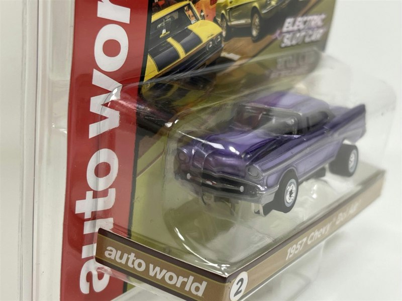 Auto World Slot Cars 1957 Chevy Bel Air Purple Thunderjet Ultra G HO Slot Car SC379-2