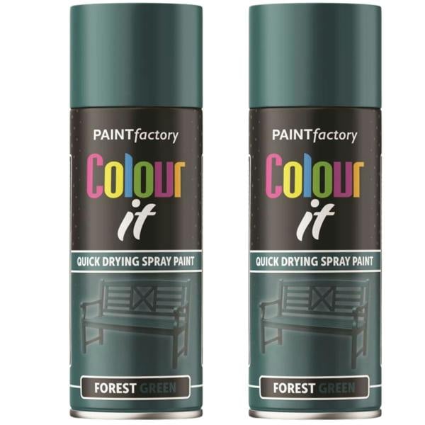Paint Factory 2X  Forest Green Gloss Spray Paint 400ml