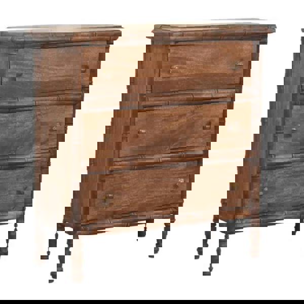 Artisan Furniture Solid Wood Bamboo Carved 3-Drawer Chest