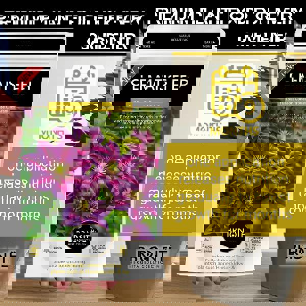 Bronte Heritage Clematis Fertiliser 120g – Controlled-release granules for climbers like honeysuckle & ivy. Boosts growth & flowering. Easy-apply