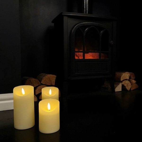 Samuel Alexander Set of 3 Battery Operated Flickering LED Candle Christmas Decoration with Timer