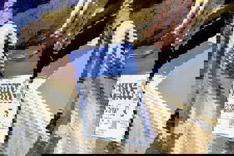 Durable Wire Hanger Ticket Holder Document Pocket Landscape | 50 Pack | A5 Blue