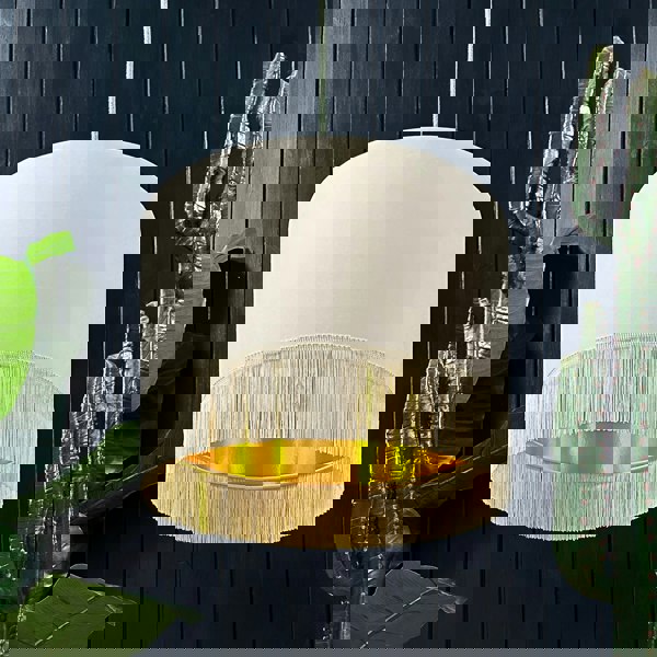 love frankie parchment cotton and gold lining with fringing