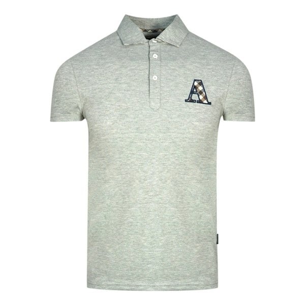 Aquascutum Check A Logo Polo Shirt - Grey