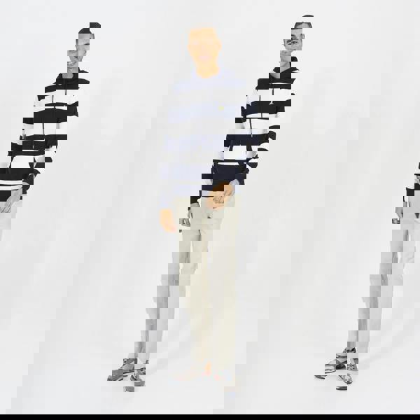 Brave Soul Navy Cotton Striped Knit Hoody - Navy Image 3