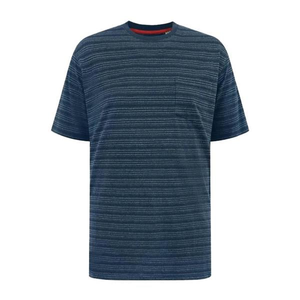 Duke Mens Dingle 1 D555 Striped Jacquard Kingsize T-Shirt - Navy - 