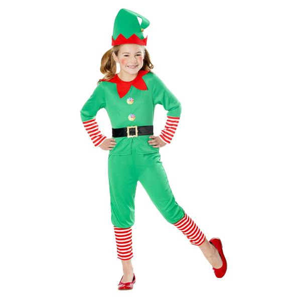 Bristol Novelty Childrens/Kids Elf Costume - Green/Red/White - 