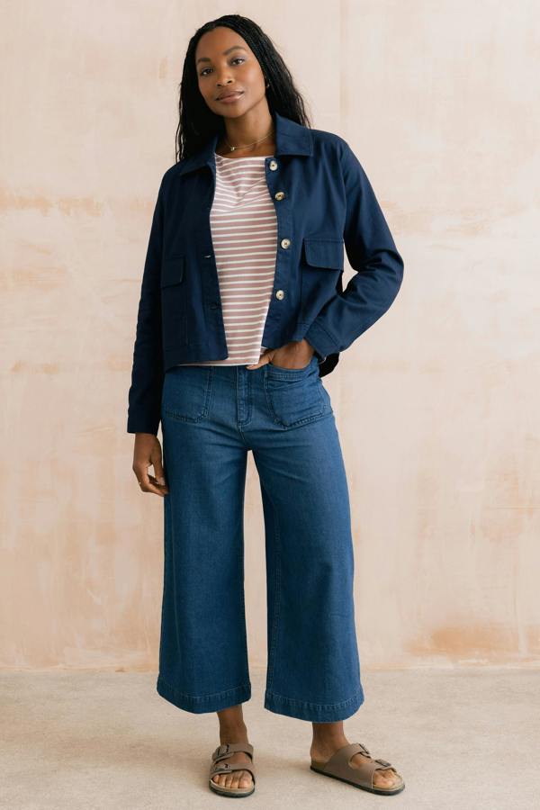 Lily & Me Effie Stretch Cotton Twill Jacket Navy