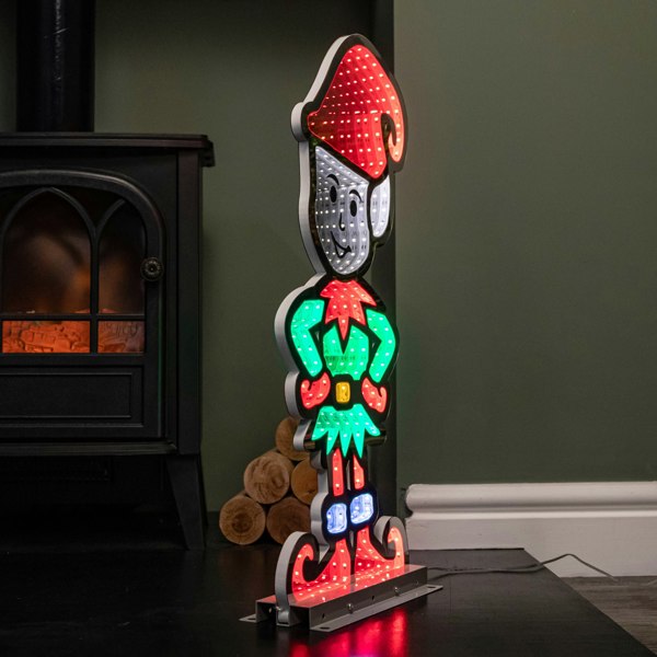 Samuel Alexander 60cm Infinity Elf in Red Boots on Metal Base with Green and Red LEDs