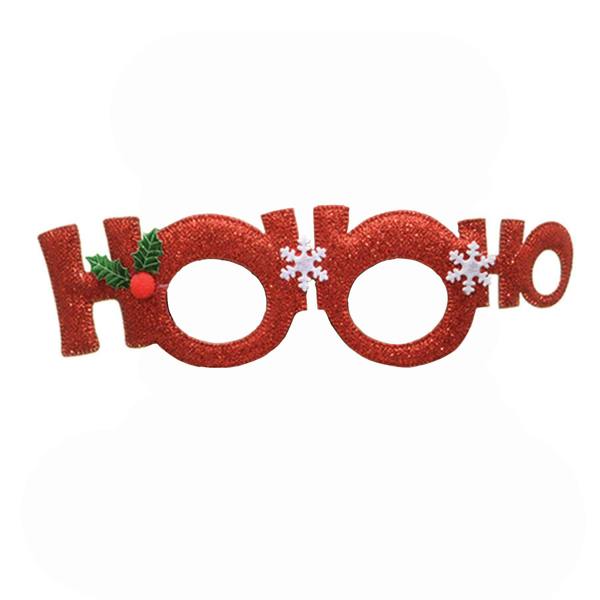 Red Glitter Ho Ho Ho Christmas Glasses for Festive Parties, Photo Booths and Dress-Up image 3